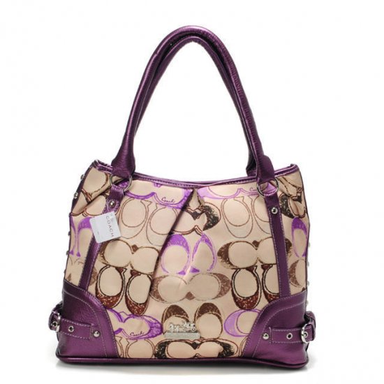 Coach Poppy In Signature Medium Purple Totes AEG Coach Poppy In Signature Medium Purple Totes AEG